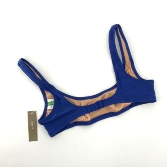 J. Crew Blue BX611 Heritage Scoopneck Bikini Top Swimsuit Medium NWT - Picture 2 of 3